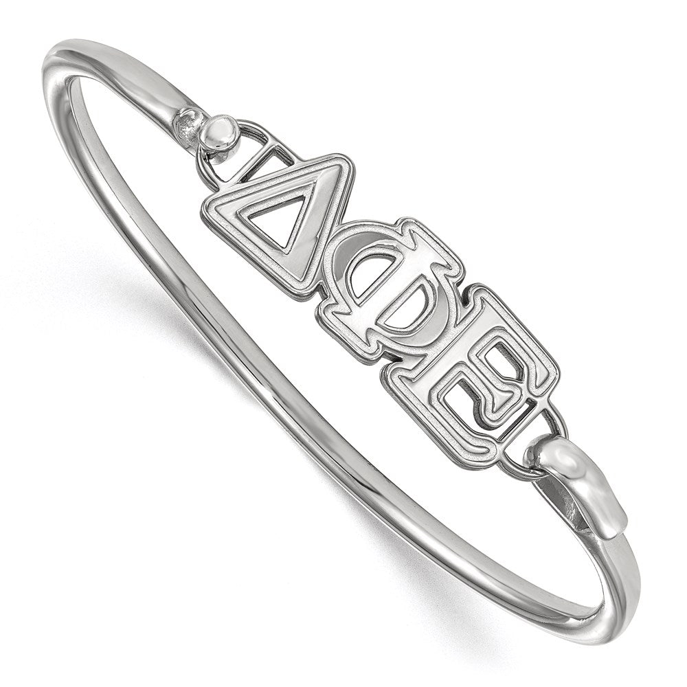 Sterling S. Rh-p LogoArt Delta Phi Epsilon Large Hook and Clasp Bangle