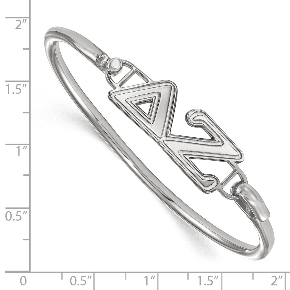 Sterling Silver Rh-plated LogoArt Delta Zeta Small Hook and Clasp Bangle