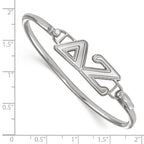Sterling Silver Rh-plated LogoArt Delta Zeta Small Hook and Clasp Bangle