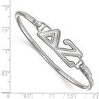 Sterling Silver Rh-plated LogoArt Delta Zeta Small Hook and Clasp Bangle