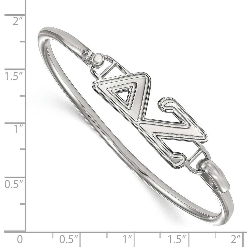 Sterling Silver Rh-plated LogoArt Delta Zeta Small Hook and Clasp Bangle
