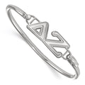 Sterling Silver Rh-plated LogoArt Delta Zeta Small Hook and Clasp Bangle