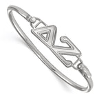 Sterling Silver Rh-plated LogoArt Delta Zeta Small Hook and Clasp Bangle
