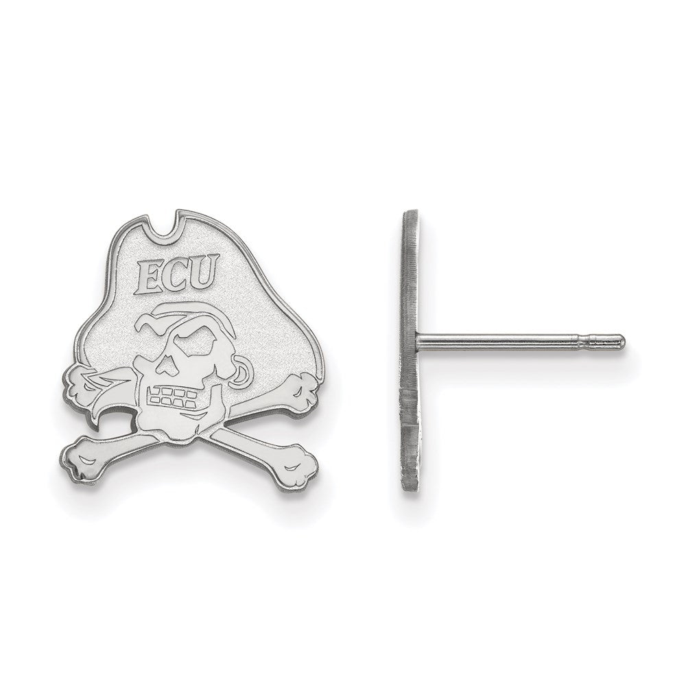 10k White Gold LogoArt East Carolina University Pirate Small Post Earrings
