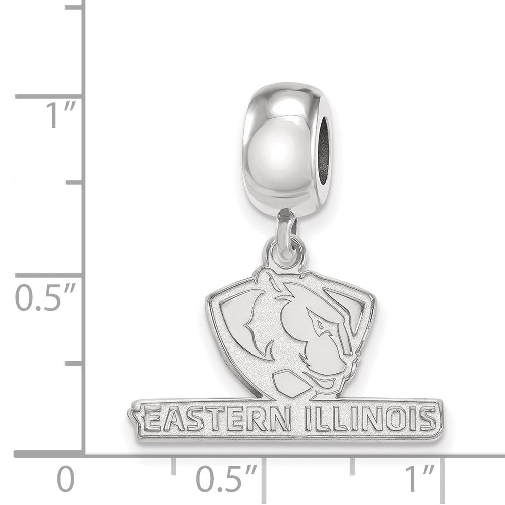 Sterling Silver Rhodium-plated LogoArt Eastern Illinois University Small Dangle Bead Charm