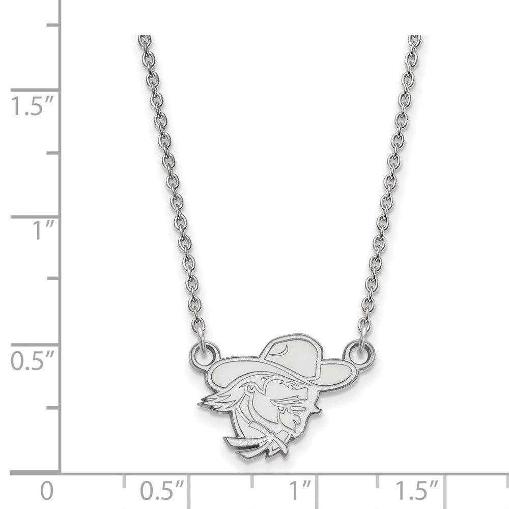 Sterling Silver Rhodium-plated LogoArt Eastern Kentucky University E-K-U Small Pendant 18 inch Necklace