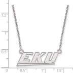 14k White Gold LogoArt Eastern Kentucky University E-K-U Small Pendant 18 inch Necklace