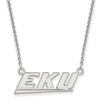 14k White Gold LogoArt Eastern Kentucky University E-K-U Small Pendant 18 inch Necklace