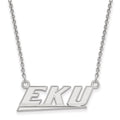 10k White Gold LogoArt Eastern Kentucky University E-K-U Small Pendant 18 inch Necklace