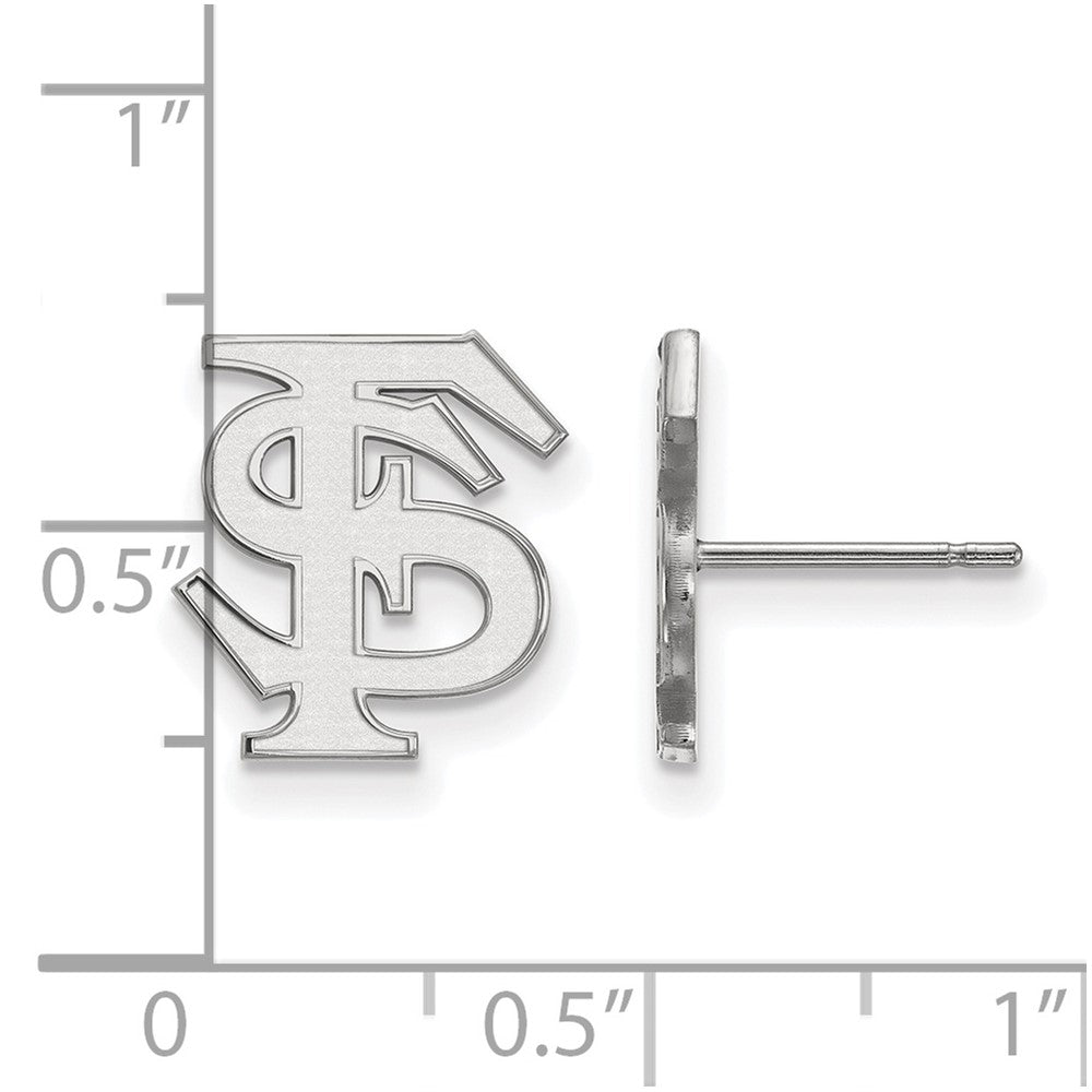 Sterling Silver Rhodium-plated LogoArt Florida State University F-S Small Post Earrings