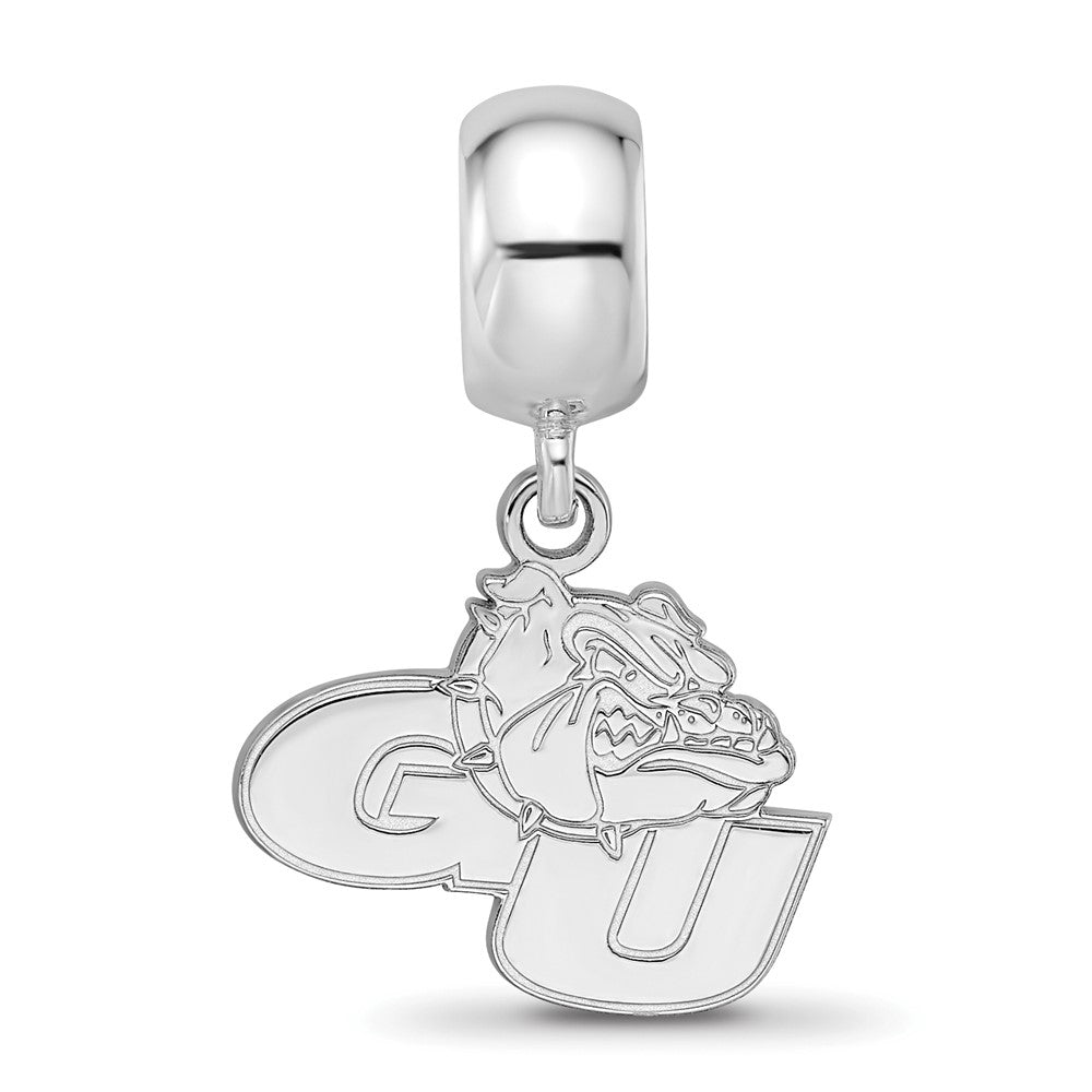 Sterling Silver Rhodium-plated LogoArt Gonzaga University G-U Bulldog Small Dangle Bead Charm
