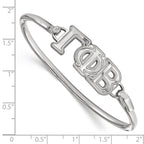 Sterling S. Rh-plated LogoArt Gamma Phi Beta Large Hook and Clasp Bangle