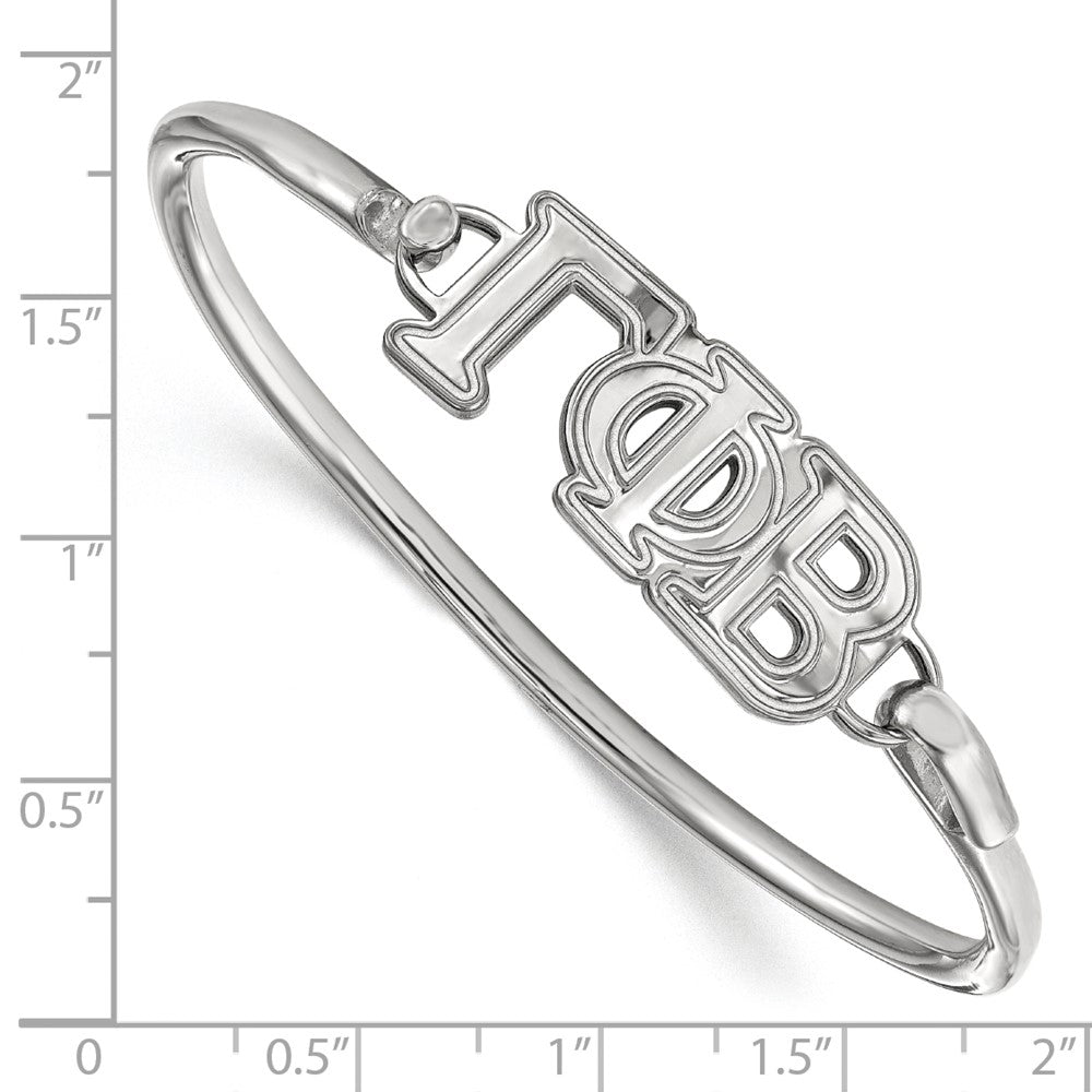 Sterling S. Rh-plated LogoArt Gamma Phi Beta Large Hook and Clasp Bangle