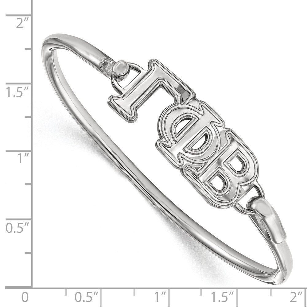 Sterling S. Rh-plated LogoArt Gamma Phi Beta Large Hook and Clasp Bangle