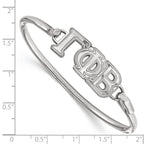 Sterling S. Rh-plated LogoArt Gamma Phi Beta Large Hook and Clasp Bangle