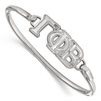 Sterling S. Rh-plated LogoArt Gamma Phi Beta Large Hook and Clasp Bangle