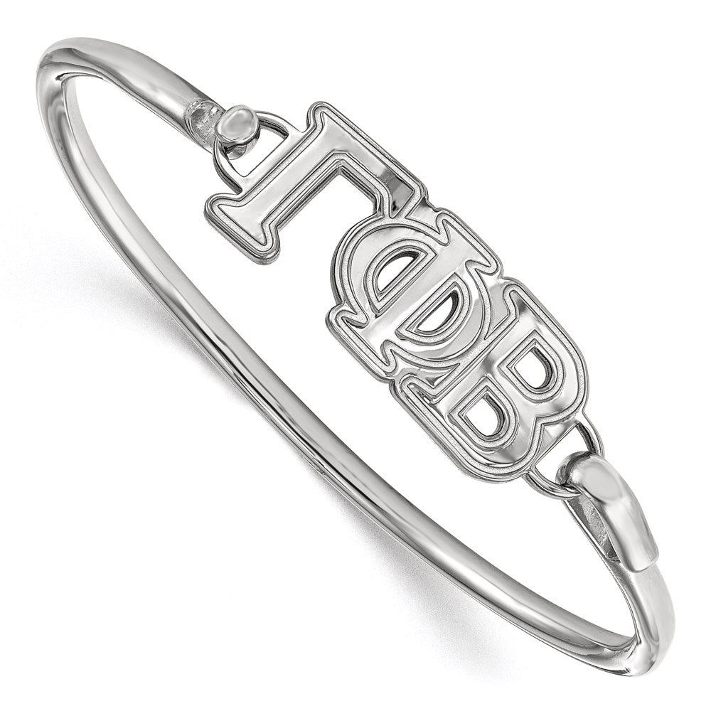 Sterling S. Rh-plated LogoArt Gamma Phi Beta Large Hook and Clasp Bangle