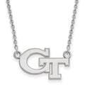 14k White Gold LogoArt Georgia Institute of Technology G-T Small Pendant 18 inch Necklace