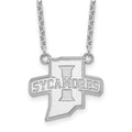 10k White Gold LogoArt Indiana State University Sycamores Large Pendant 18 inch Necklace