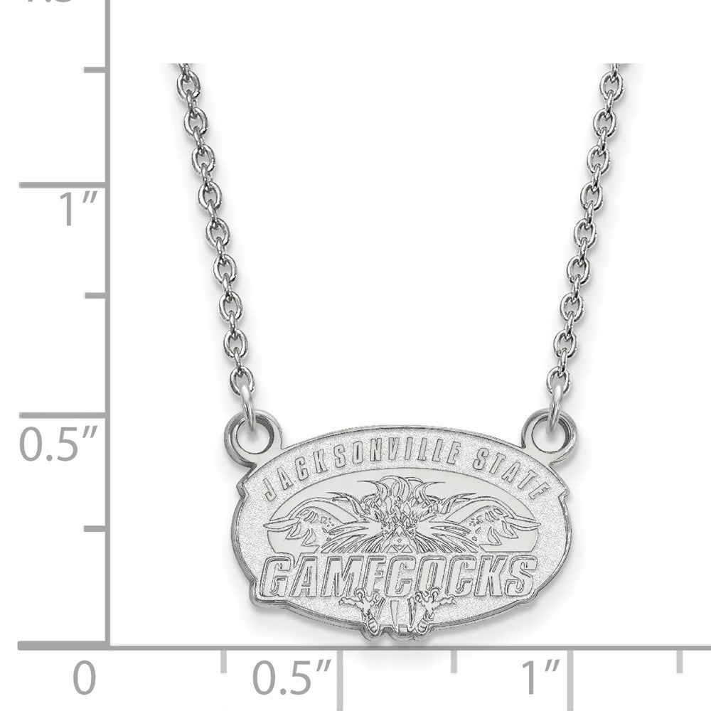Sterling Silver Rhodium-plated LogoArt Jacksonville State U. Small Pendant 18 inch Necklace