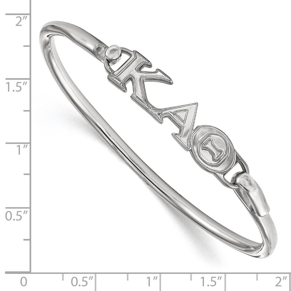 Sterling S. Rh-p LogoArt Kappa Alpha Theta Small Hook and Clasp Bangle
