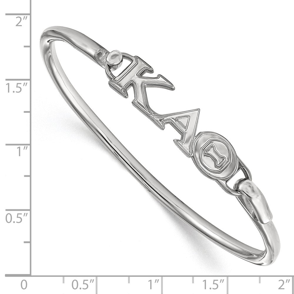 Sterling S. Rh-p LogoArt Kappa Alpha Theta Small Hook and Clasp Bangle