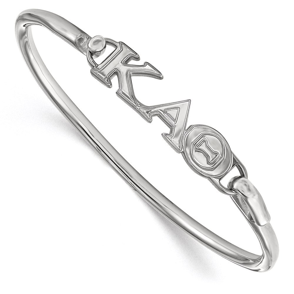 Sterling S. Rh-p LogoArt Kappa Alpha Theta Small Hook and Clasp Bangle
