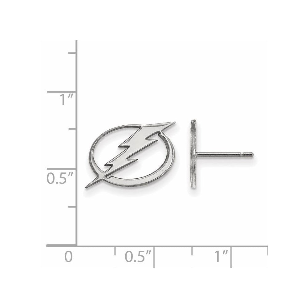 Sterling Silver Rhodium-plated NHL LogoArt Tampa Bay Lightning Small Post Earrings