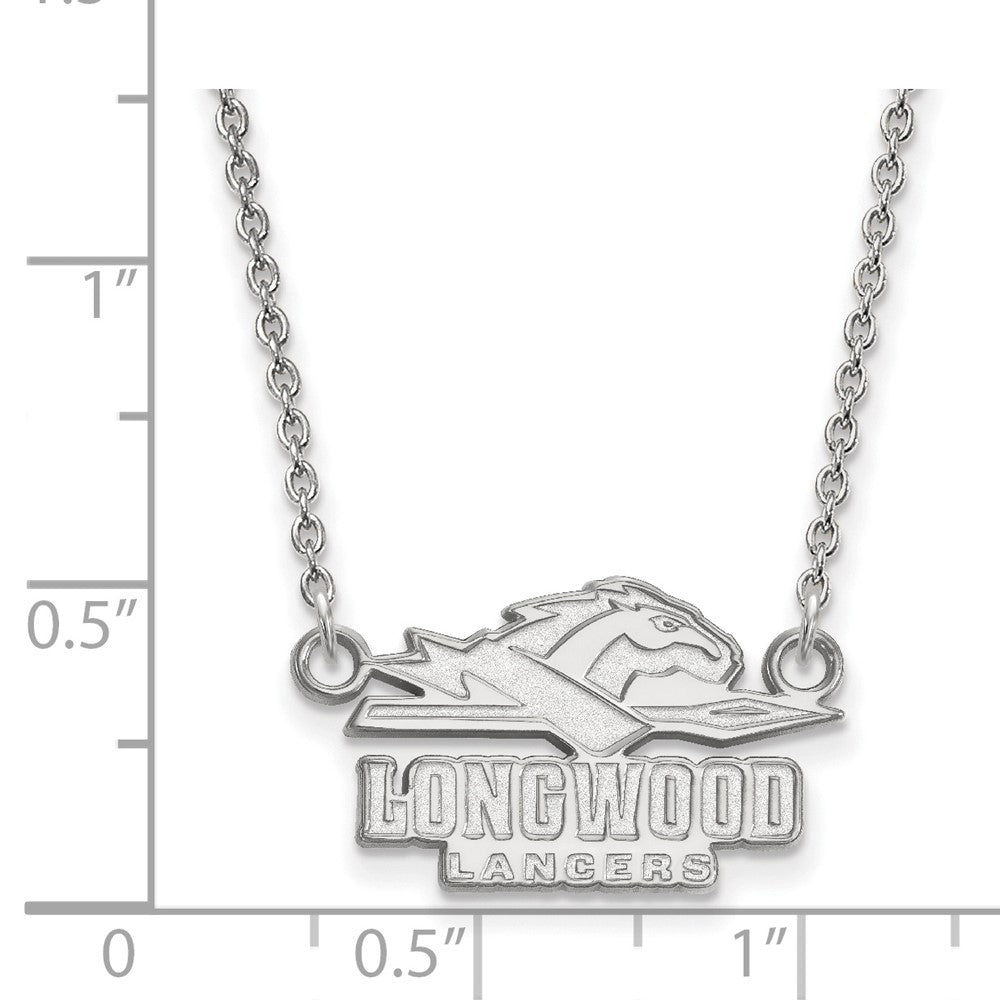 14k White Gold LogoArt Longwood University Lancers Small Pendant 18 inch Necklace