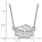 14k White Gold LogoArt Longwood University Lancers Small Pendant 18 inch Necklace