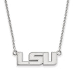 14k White Gold LogoArt Louisiana State University L-S-U Small Pendant 18 inch Necklace