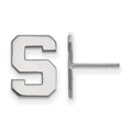 14k White Gold LogoArt Michigan State University Letter S Small Post Earrings