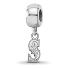 Sterling Silver Rhodium Plated Major League Baseball LogoArt Seattle Mariners Dangle Bead