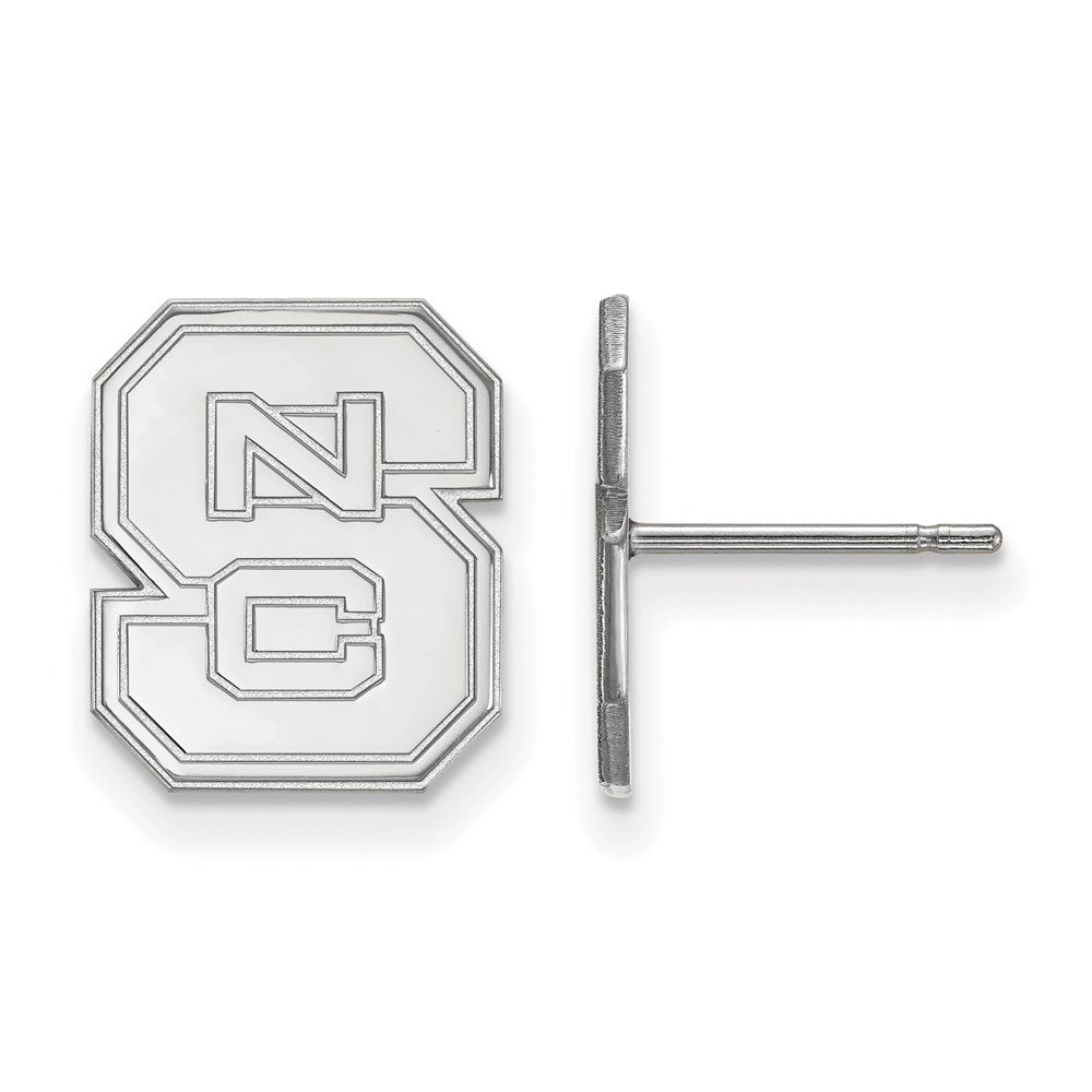 10k White Gold LogoArt North Carolina State University N-C-S Small Post Earrings