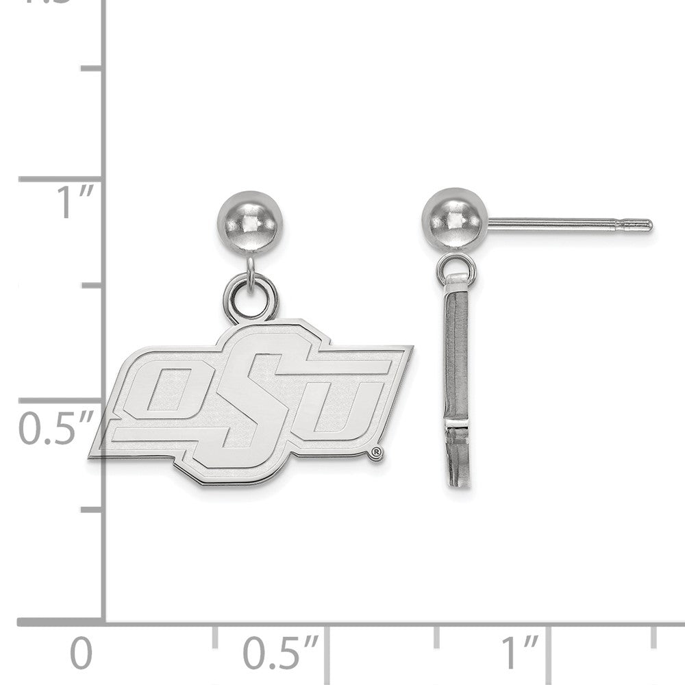 Sterling Silver Rhodium-plated LogoArt Oklahoma State University O-S-U Dangle Ball Post Earrings