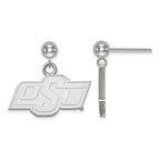 14k White Gold LogoArt Oklahoma State University O-S-U Dangle Ball Post Earrings
