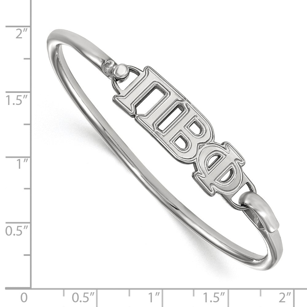 Sterling Silver Rh-plated LogoArt Pi Beta Phi Small Hook and Clasp Bangle