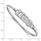 Sterling Silver Rh-plated LogoArt Pi Beta Phi Small Hook and Clasp Bangle