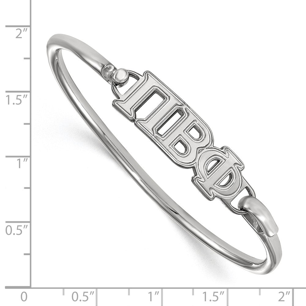 Sterling Silver Rh-plated LogoArt Pi Beta Phi Small Hook and Clasp Bangle