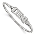 Sterling Silver Rh-plated LogoArt Pi Beta Phi Small Hook and Clasp Bangle