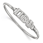 Sterling Silver Rh-plated LogoArt Pi Beta Phi Small Hook and Clasp Bangle