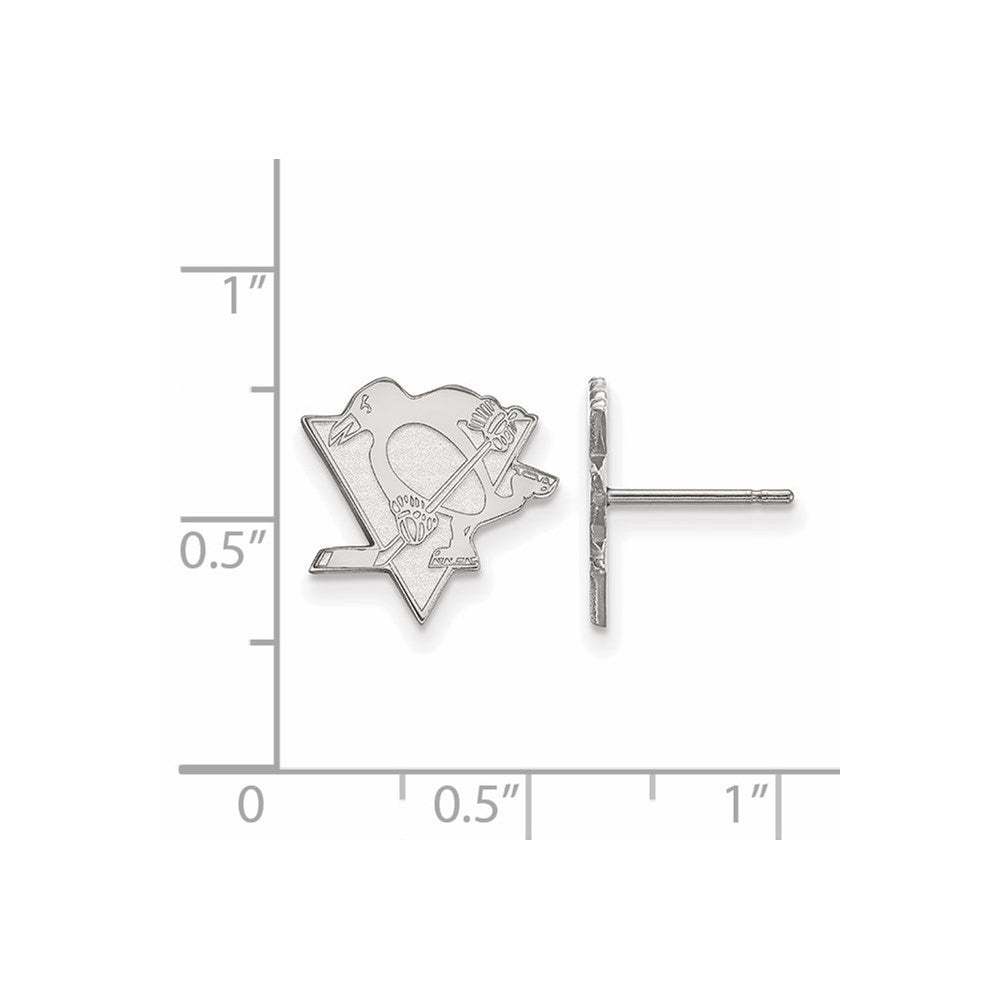 Sterling Silver Rhodium-plated NHL LogoArt Pittsburgh Penguins Small Post Earrings