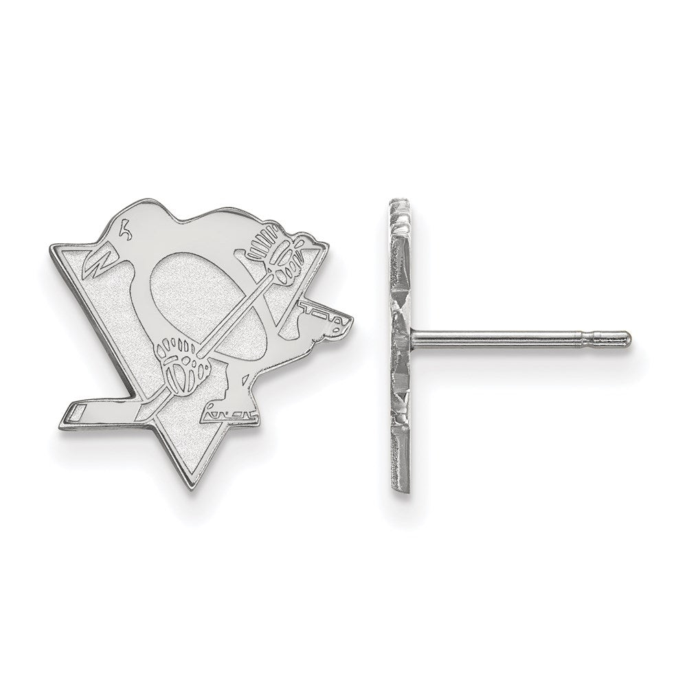 10k White Gold NHL LogoArt Pittsburgh Penguins Small Post Earrings