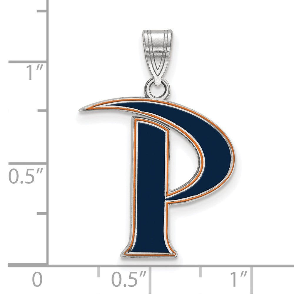 Sterling Silver Rhodium-plated LogoArt Pepperdine University Letter P Large Enameled Pendant