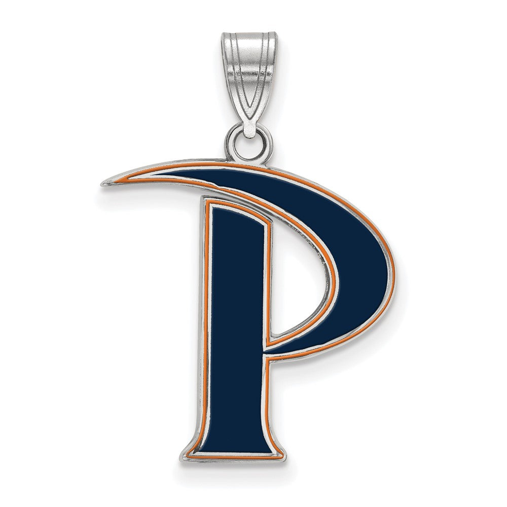 Sterling Silver Rhodium-plated LogoArt Pepperdine University Letter P Large Enameled Pendant