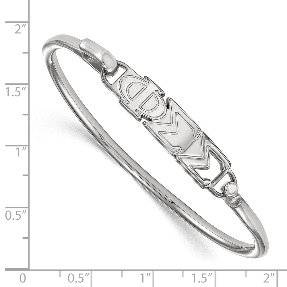 Sterling S. Rh-plated LogoArt Phi Sigma Sigma Small Hook and Clasp Bangle