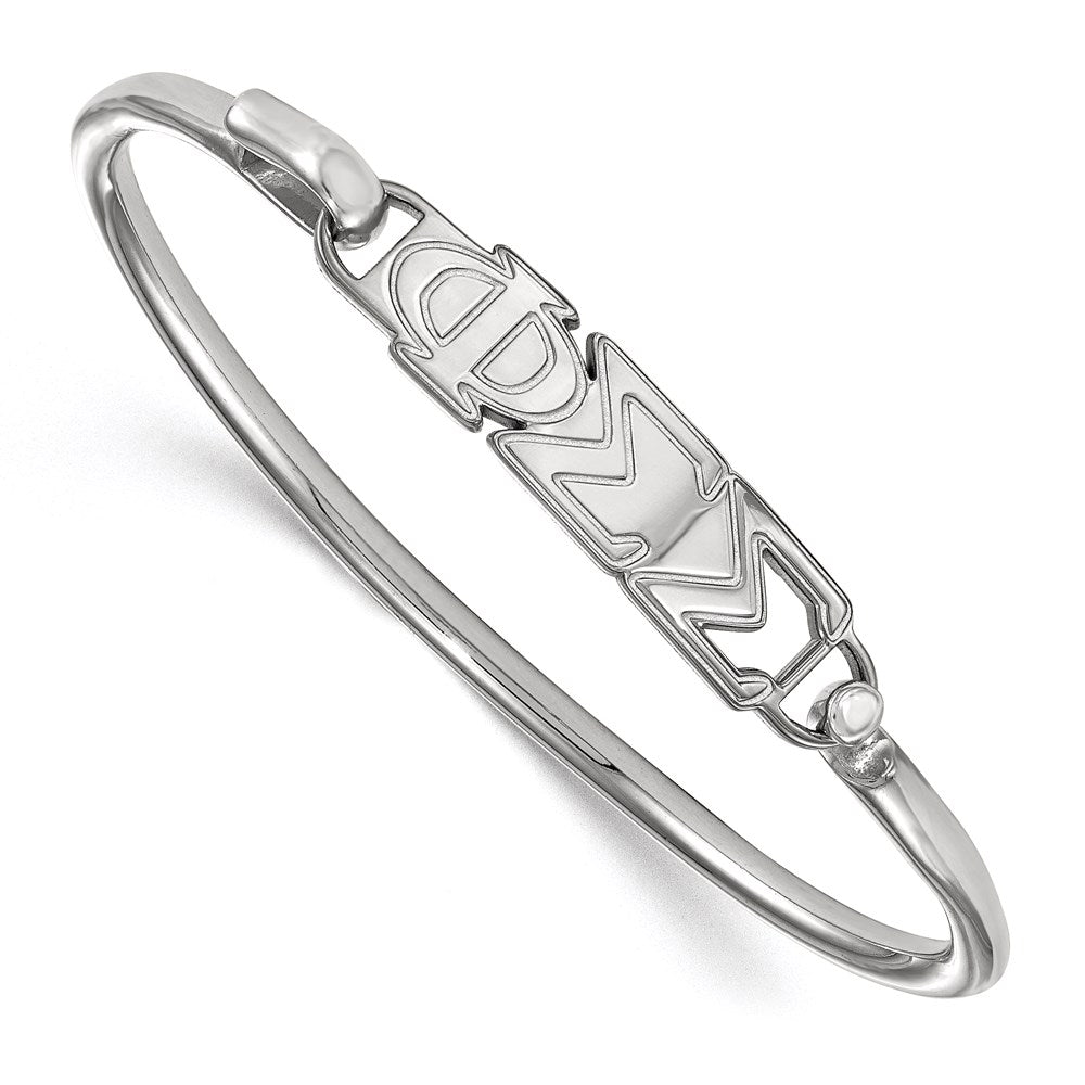 Sterling S. Rh-plated LogoArt Phi Sigma Sigma Small Hook and Clasp Bangle