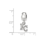 Sterling Silver Rhodium Plated Major League Baseball LogoArt Kansas City Royals Dangle Bead
