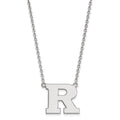 14k White Gold LogoArt Rutgers University Letter R Large Pendant 18 inch Necklace