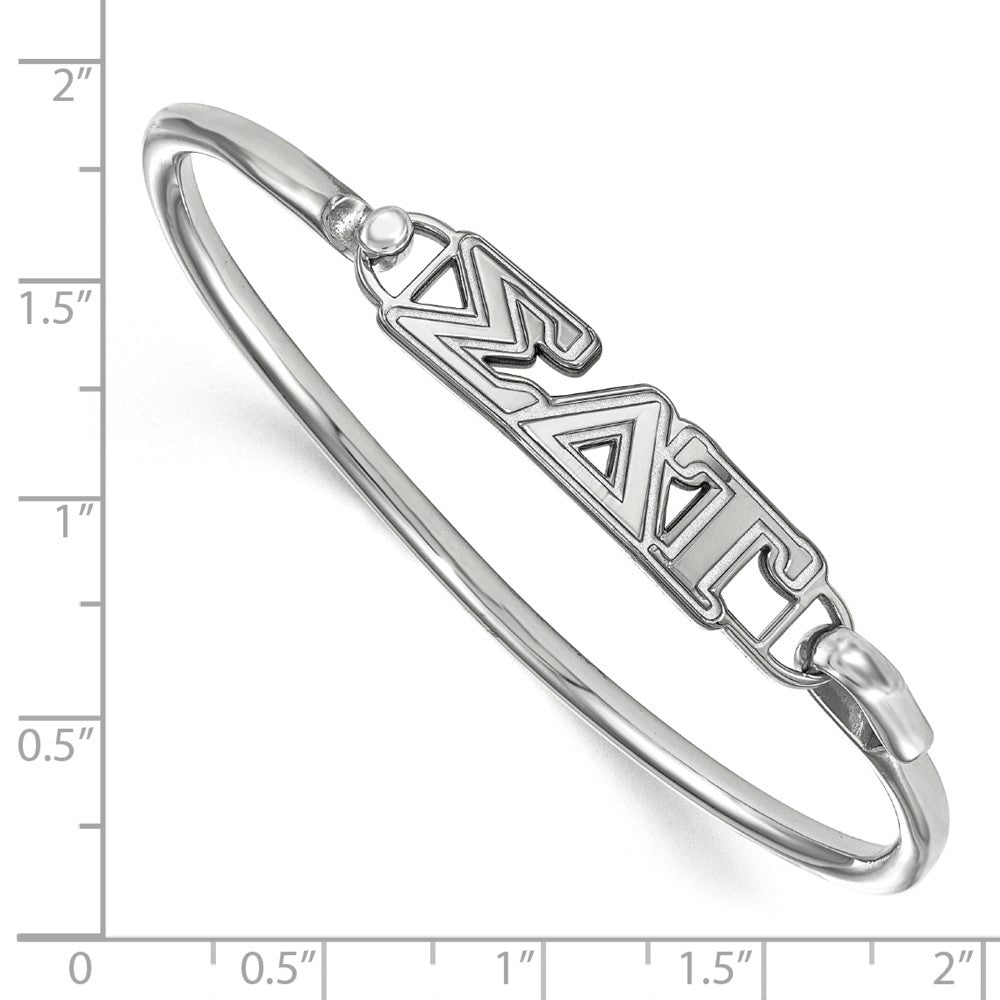 Sterling S. Rh-plated LogoArt Sigma Delta Tau Small Hook and Clasp Bangle